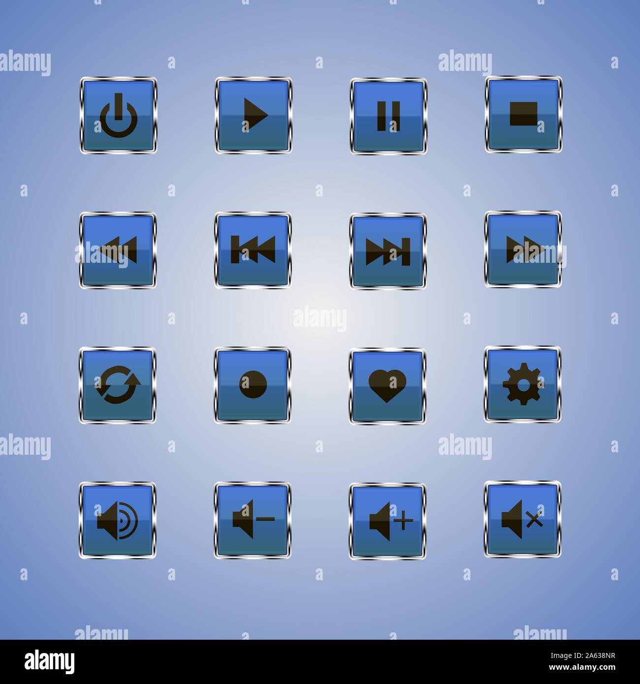 Vector illustration of different buttons for the player. Stock Vector