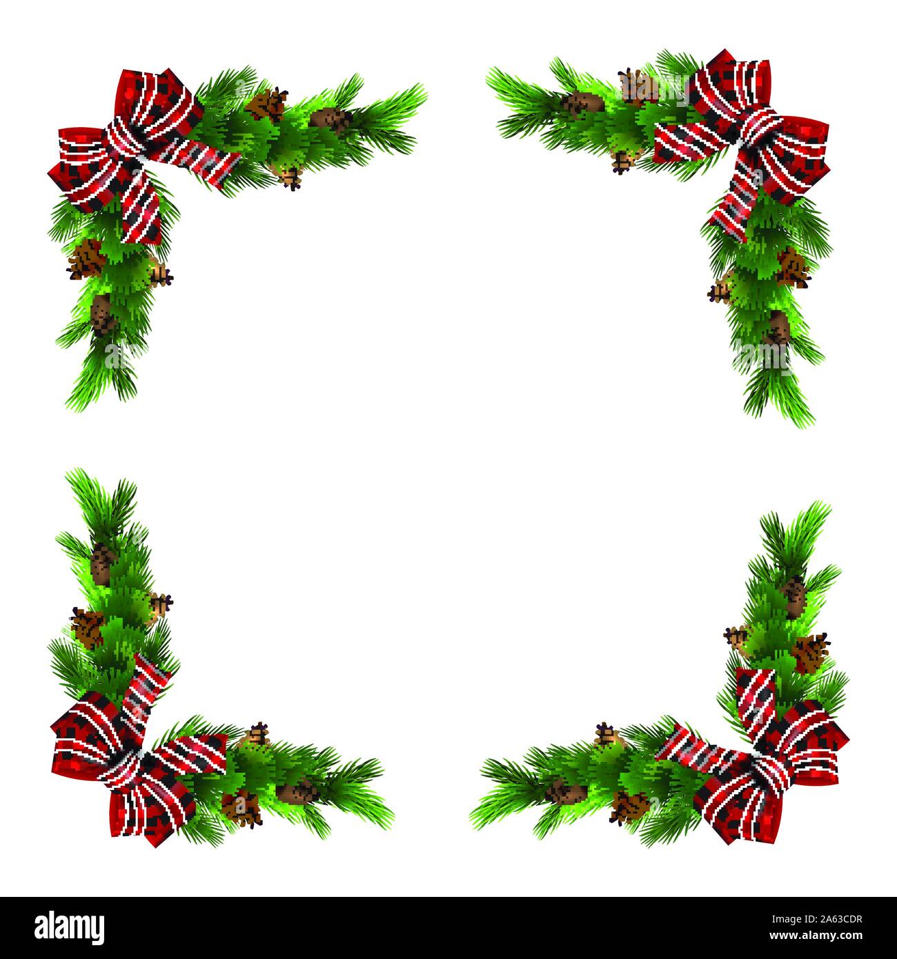 Vector. Christmas decoration: evergreens frame isolated Stock Vector ...