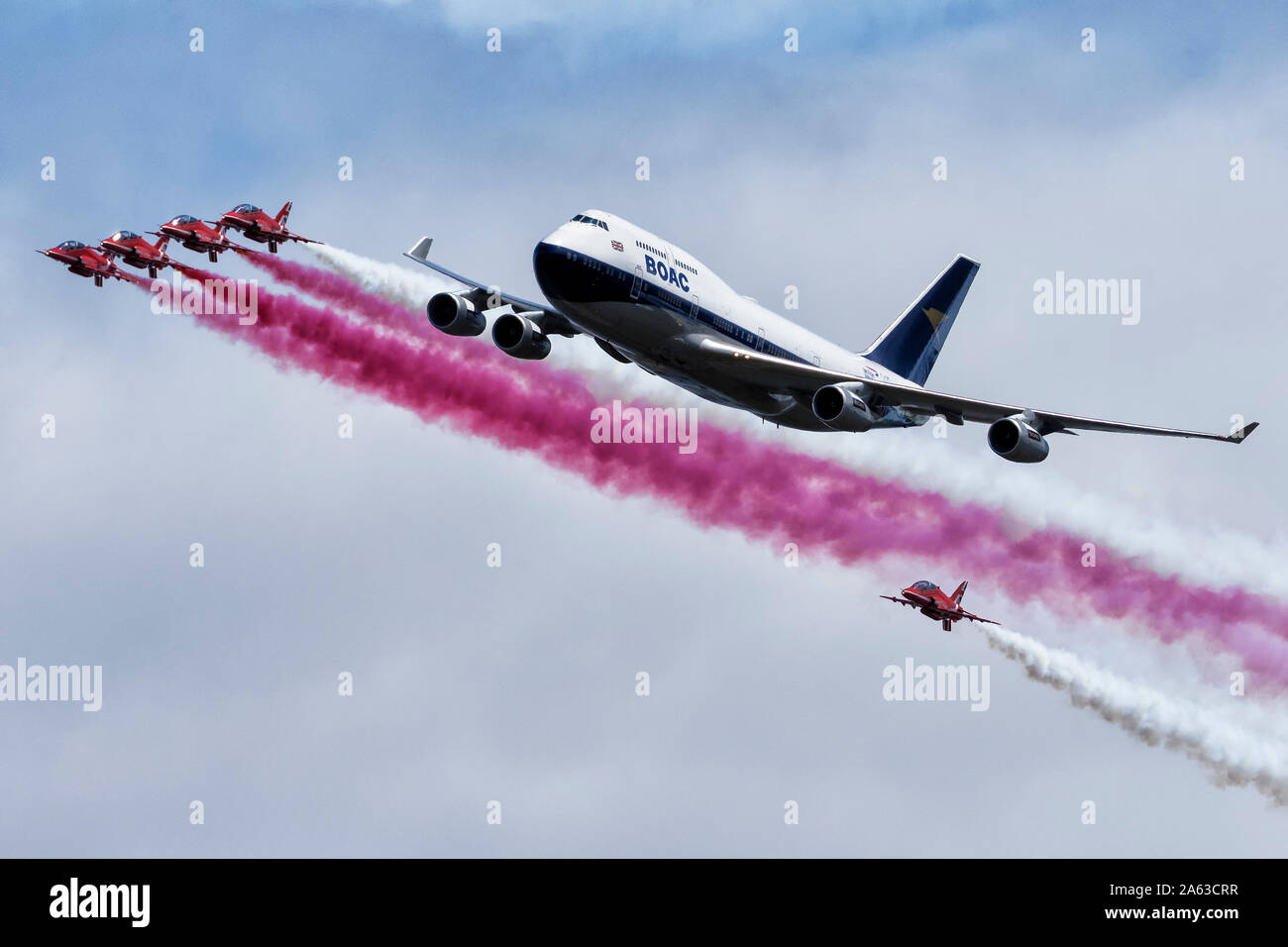 Rad Arrows & B747 British Airways Stock Photo