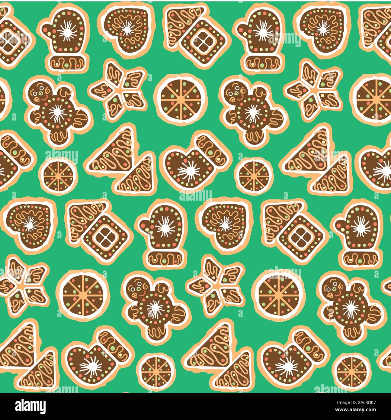 Christmas Cookies Seamless Background Patterns. Stock Vector