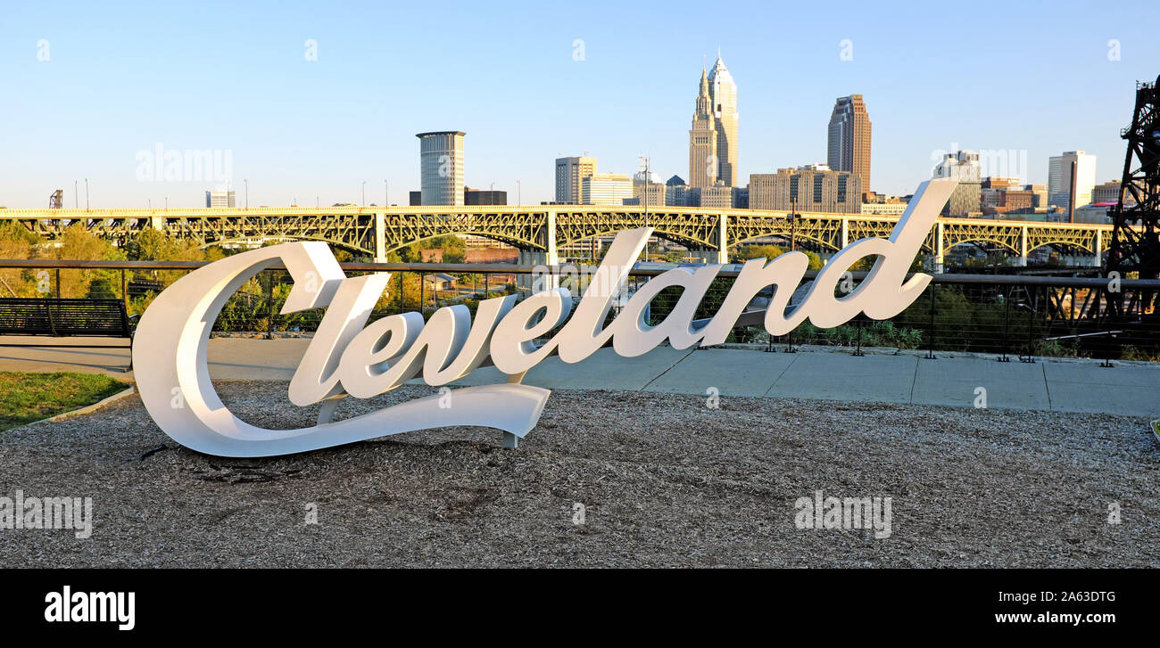 The Cleveland script in the Tremont neighborhood of Cleveland, Ohio