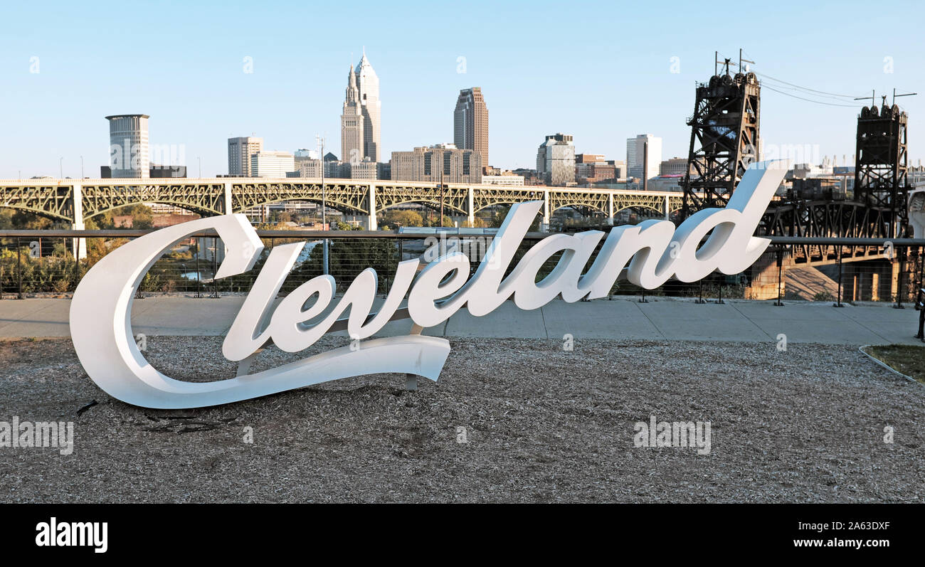 Cleveland skyline as viewed from Tremont in Cleveland, Ohio, USA. Stock Photo
