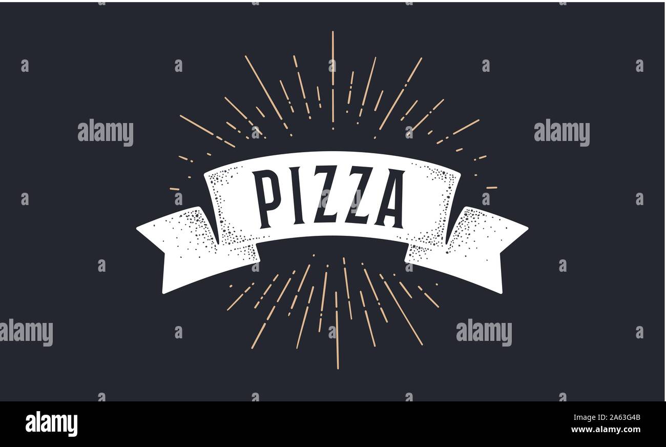 Ribbon Pizza. Old school ribbon banner with text Pizza Stock Vector ...