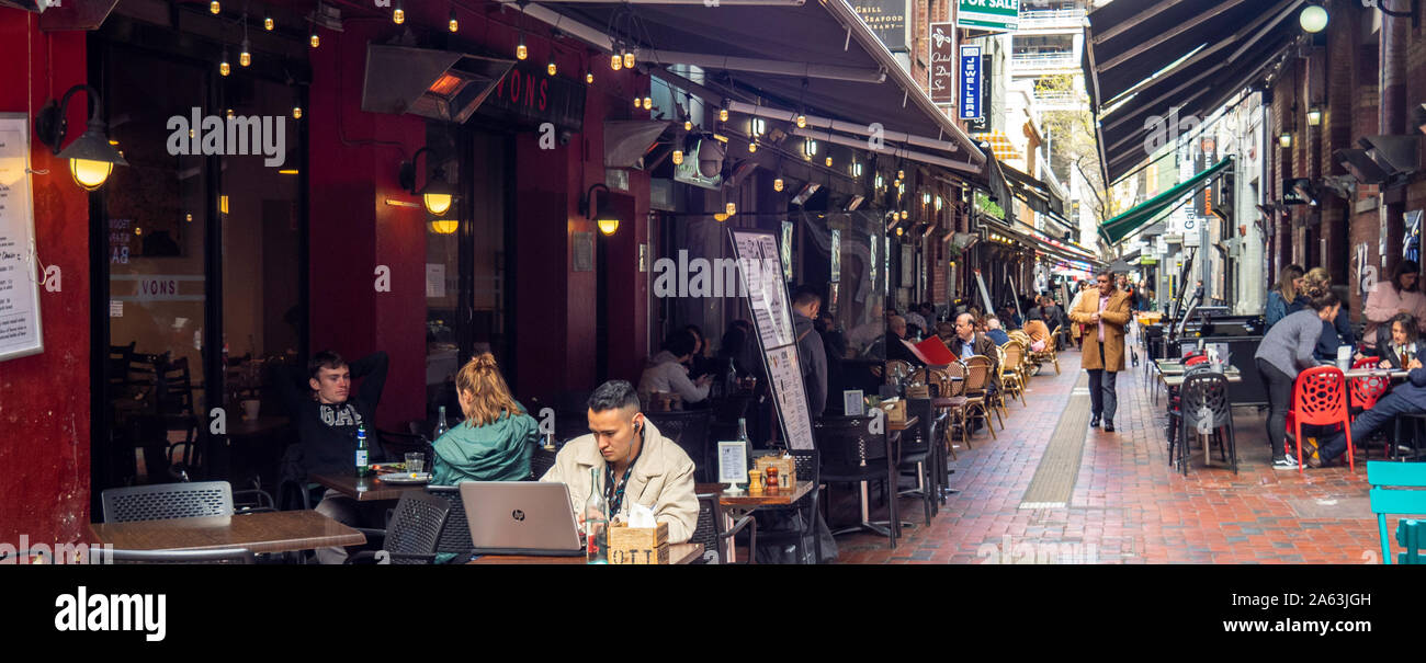 Al fresco dining in Hardware Lane Melbourne Victoria Australia Stock Photo Alamy