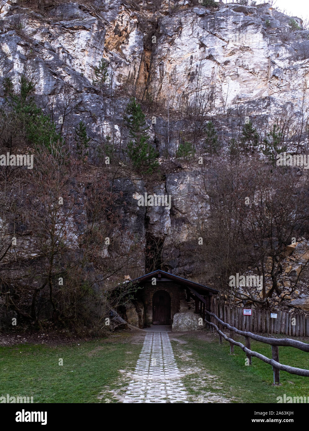 Exit of Pál-völgyi Stalactite Cave, where tourists can experince 500-metre long underground route. Stock Photo