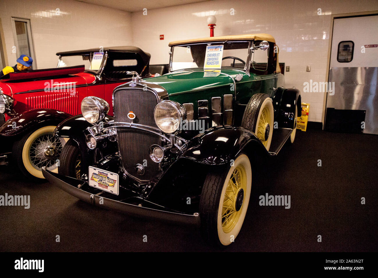 Punta Gorda, Florida, USA – October 13, 2019: Green 1932 Chevrolet confederate roadster displayed at the Muscle Car City Museum. Editorial Use Stock Photo