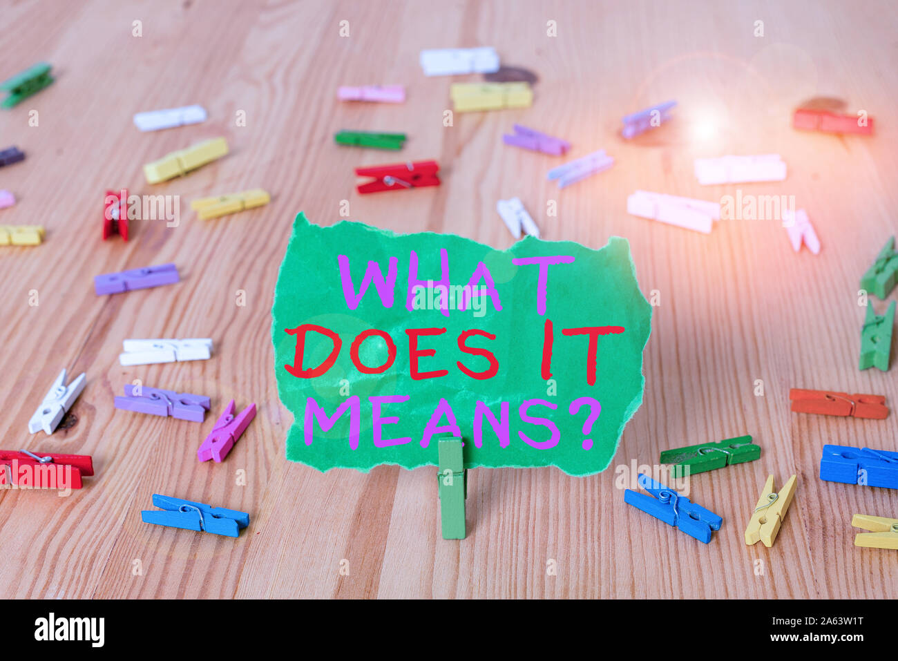 Word writing text What Does It Means Question. Business photo