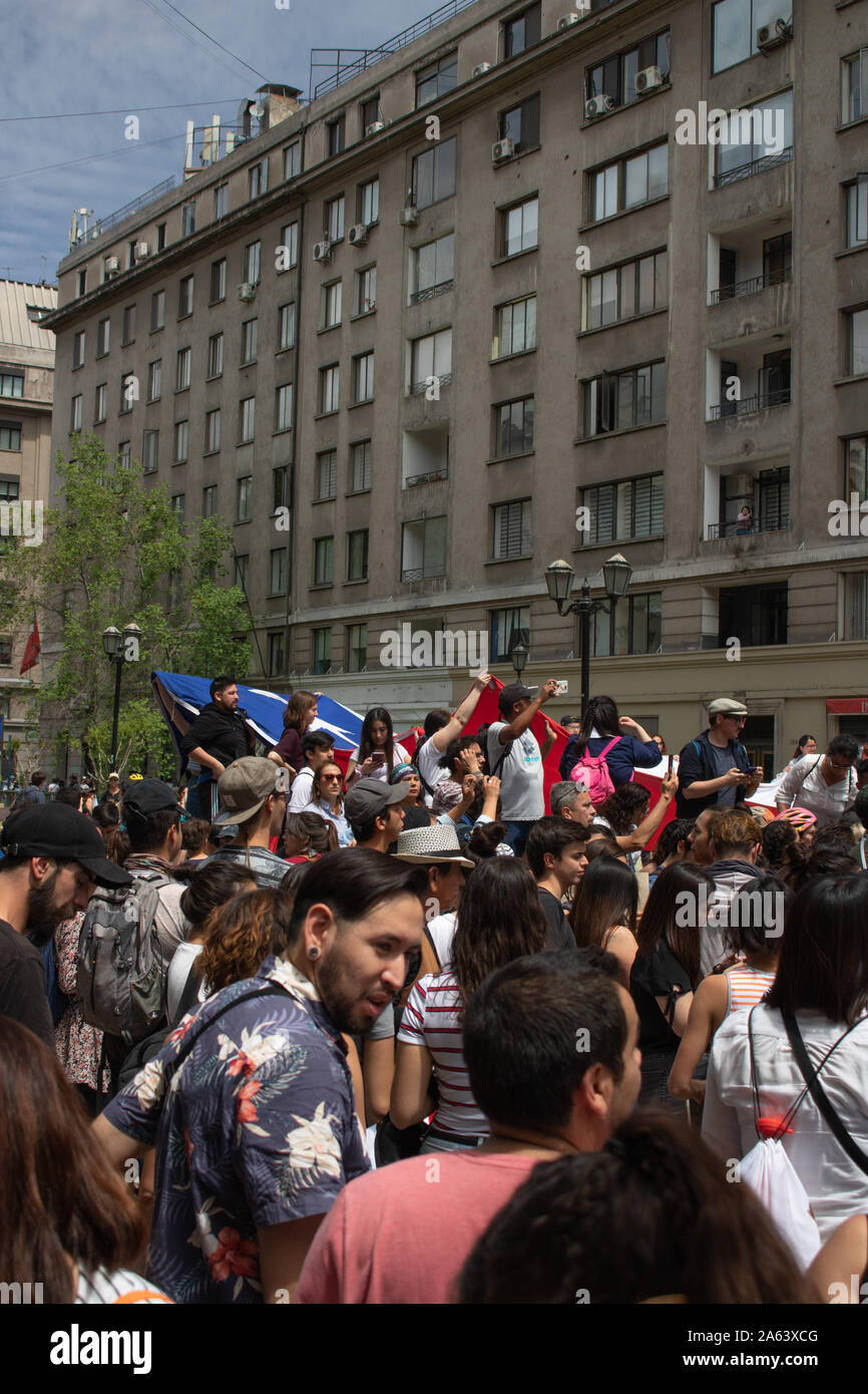 Peaceful demonstration at Paseo Bulnes, Santiago de Chile, 2019. Stock Photo