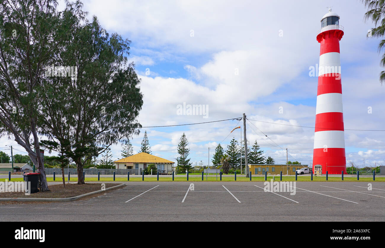 GERALDTON, AUSTRALIA 9 JUL 2019 View of the landmark red and white
