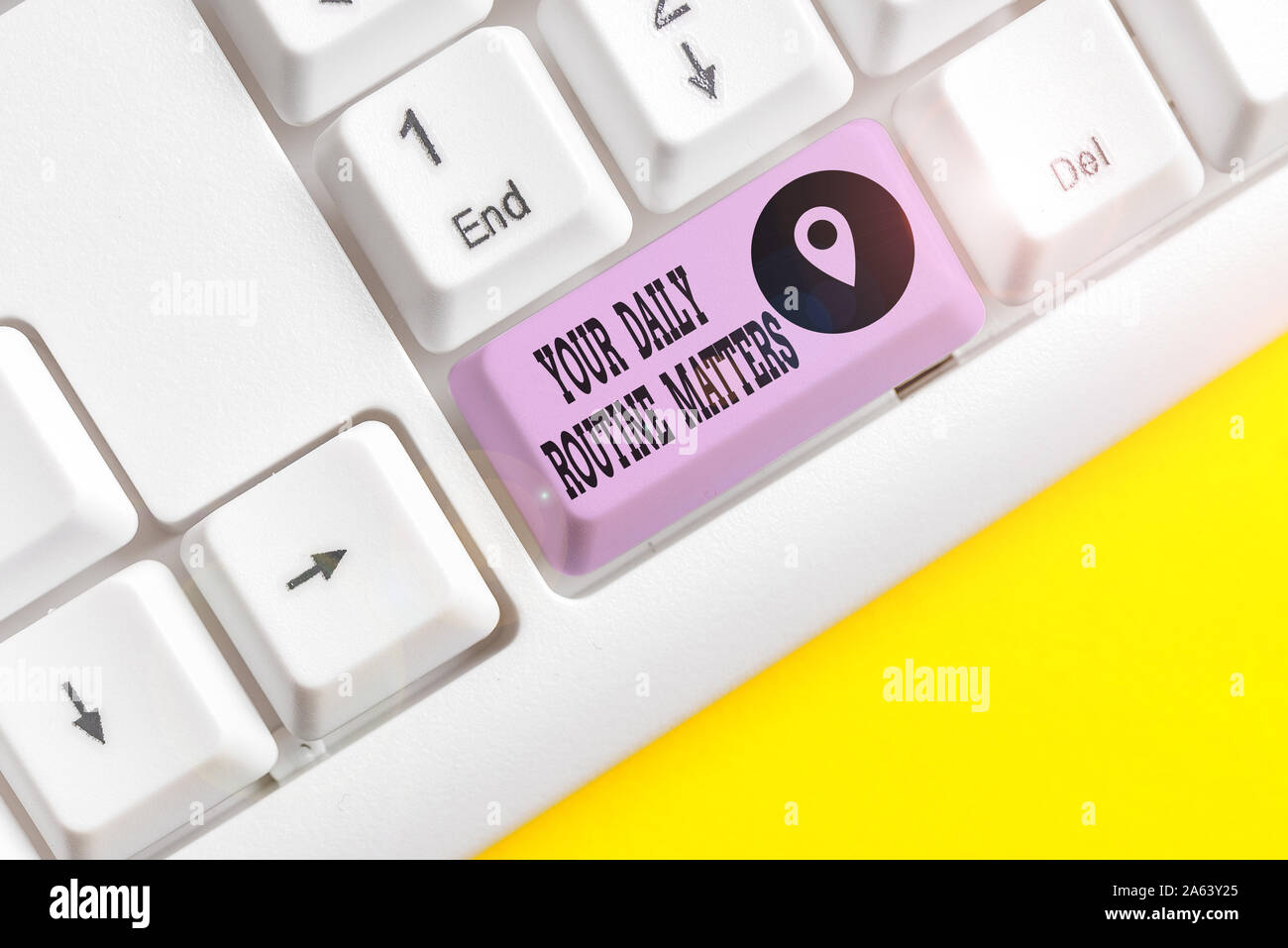 Routine Keyboard Conceptual hand writing showing Your Daily Routine Matters. Concept ...