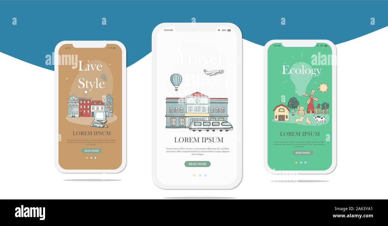 Set of onboarding screens user interface kit for Travel, Journey ...