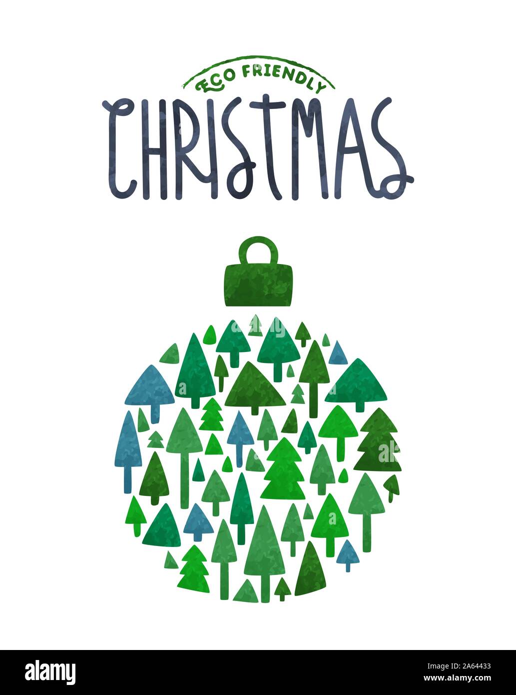 Merry Christmas eco friendly greeting card illustration of holiday