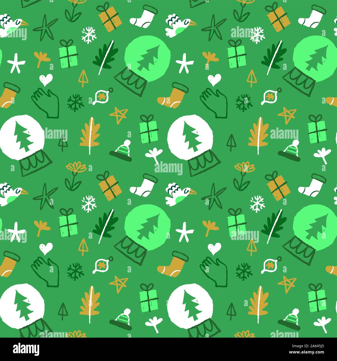 Green Christmas seamless pattern hand drawn eco friendly holiday nature  icons. Winter season doodle background for sustainable xmas concept useful  for Stock Vector Image & Art - Alamy