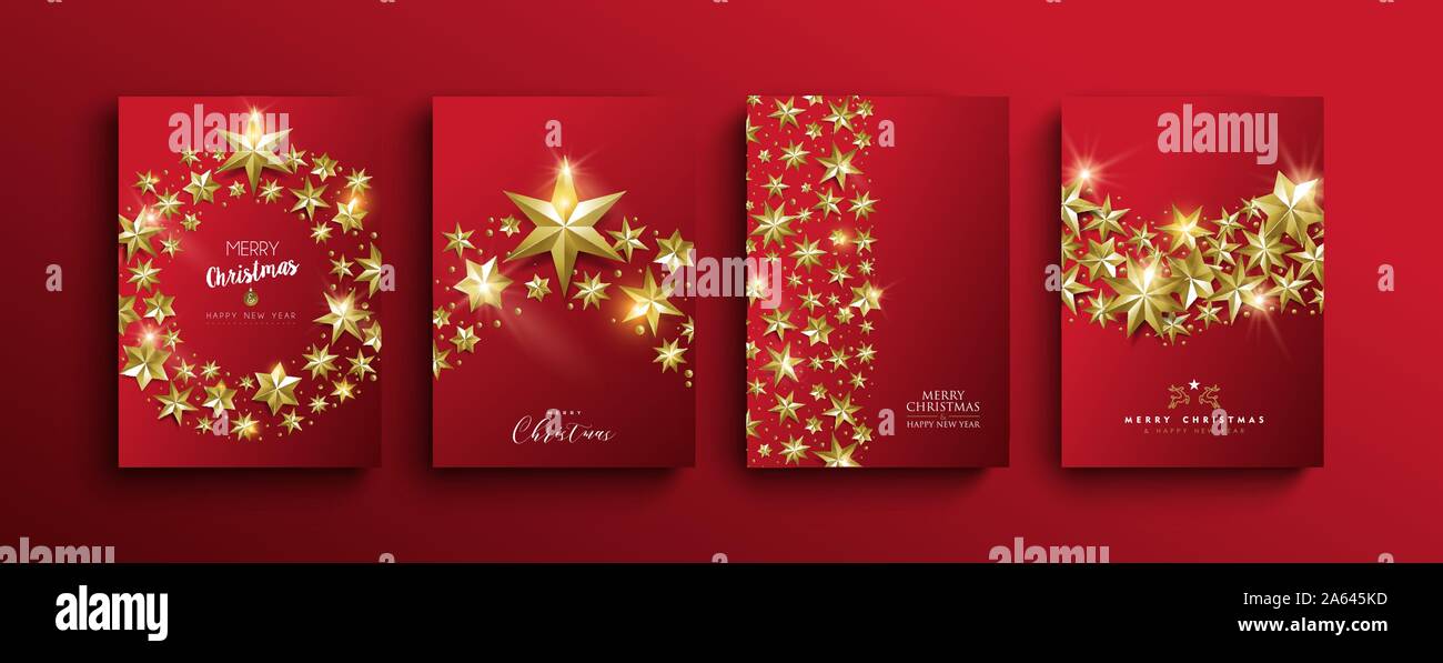 Merry Christmas and Happy New year luxury greeting card set. Elegant 3d ...