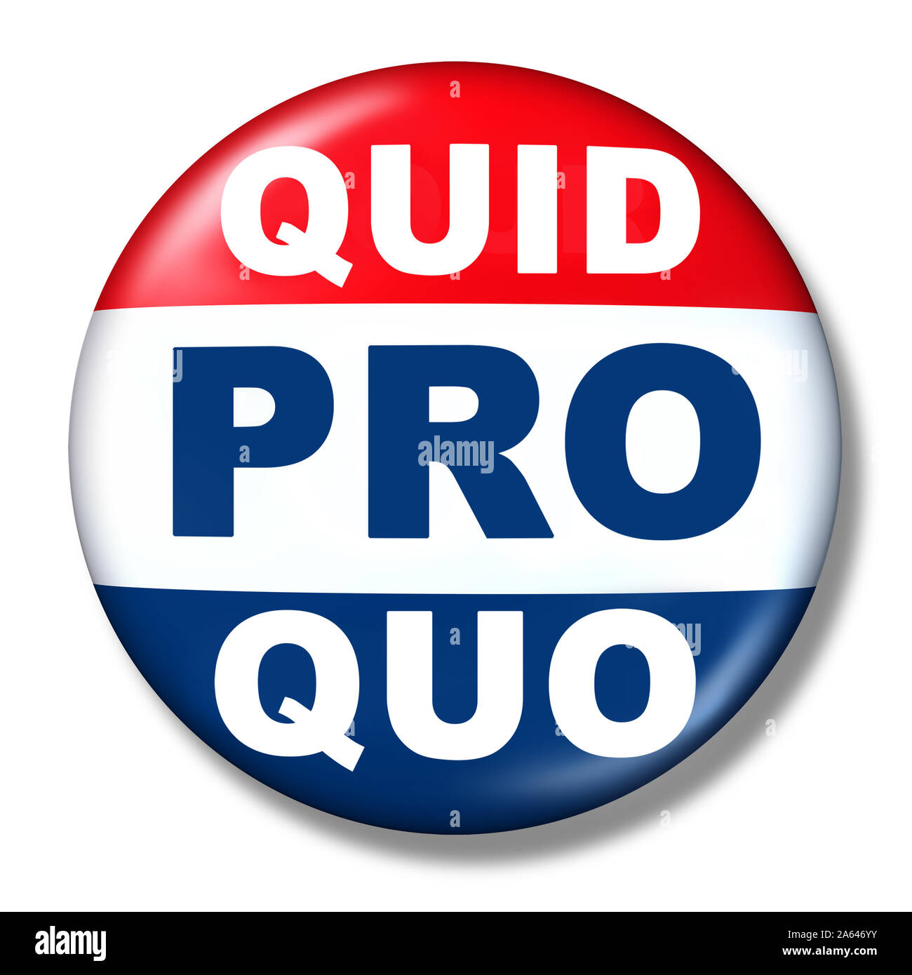 Quid pro quo as a business transaction or unethical political action in giving something for a favour as an exchange or transfer of services. Stock Photo