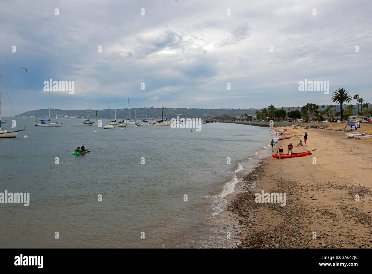 Beach, San Diego Bay, Shelter Island, San Diego, California Stock Photo