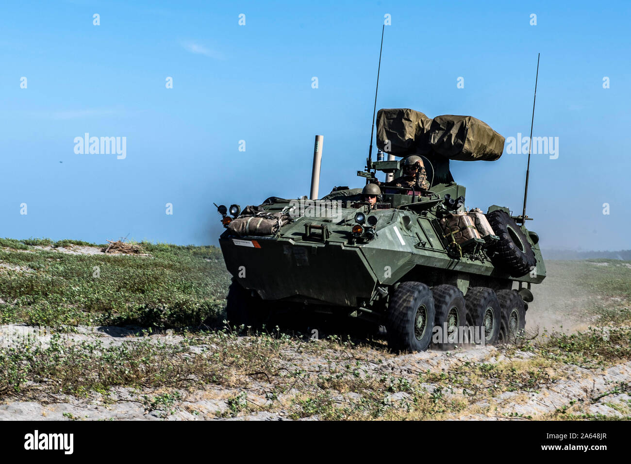 191018-N-NB544-1106 U.S. 7TH FLEET AREA OF RESPONSIBILITY (Oct. 18, 2019) U.S. Marines, assigned to the 11th Marine Expeditionary Unit, operate a light armored vehicle during exercise KAMANDAG 3. USS John P. Murtha (LPD 26) is participating in KAMANDAG 3, a Philippine-led bilateral exercise, with participation from Japan, designed to increase counterterrorism, humanitarian assistance, and disaster relief capabilities through military exchanges that strengthen partnership and the ability to rapidly respond to crises throughout the Indo-Pacific region. KAMANDAG is an acronym for the Filipino phr Stock Photo