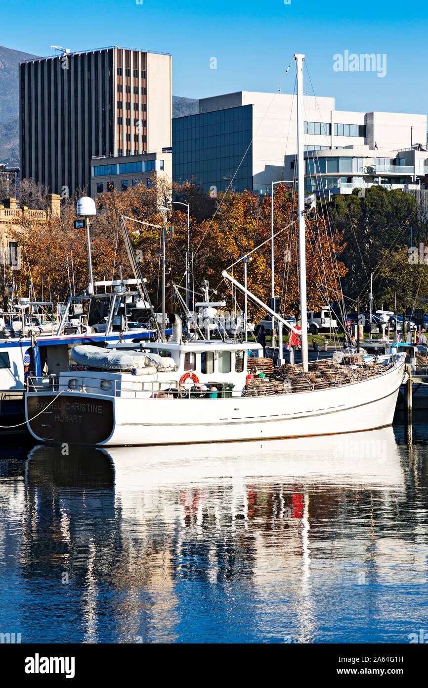 Hobart Australia / Commercial fishing boats at anchor in Hobart