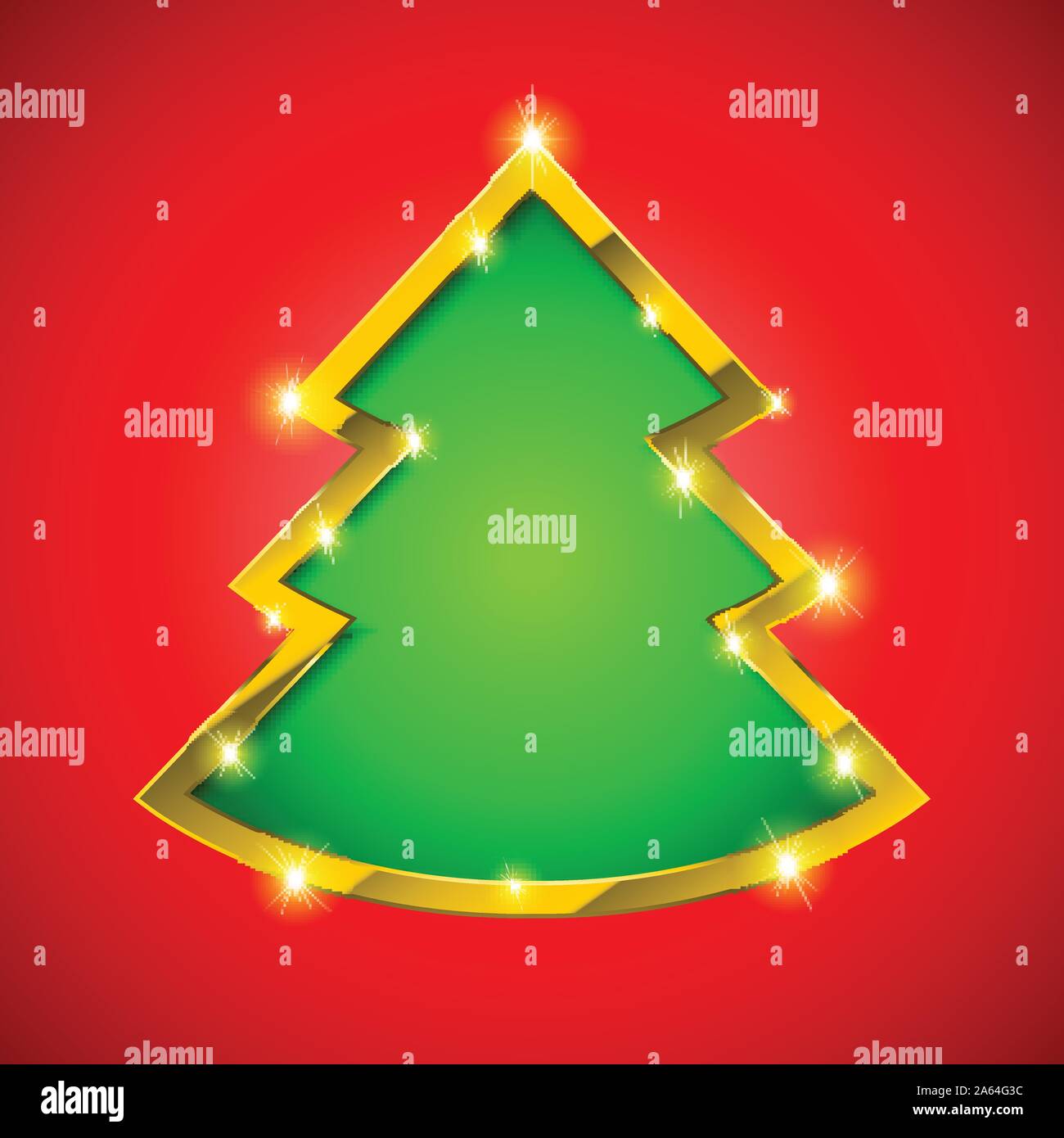 Christmas tree card with golden border Stock Vector Image & Art - Alamy