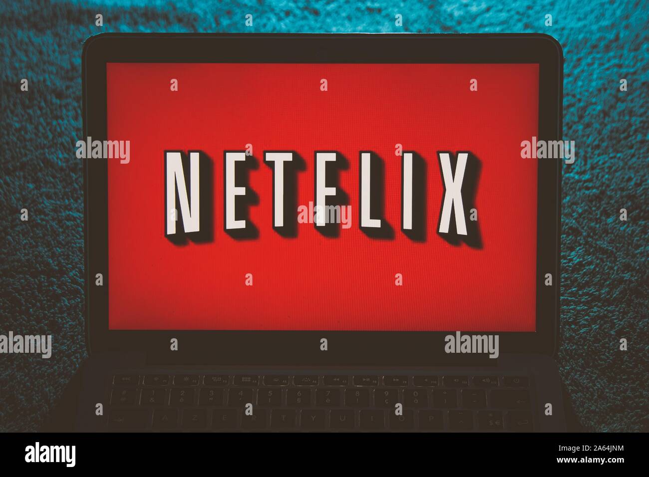 Digital composing, Netflix logo on a laptop screen, Belgium Stock Photo