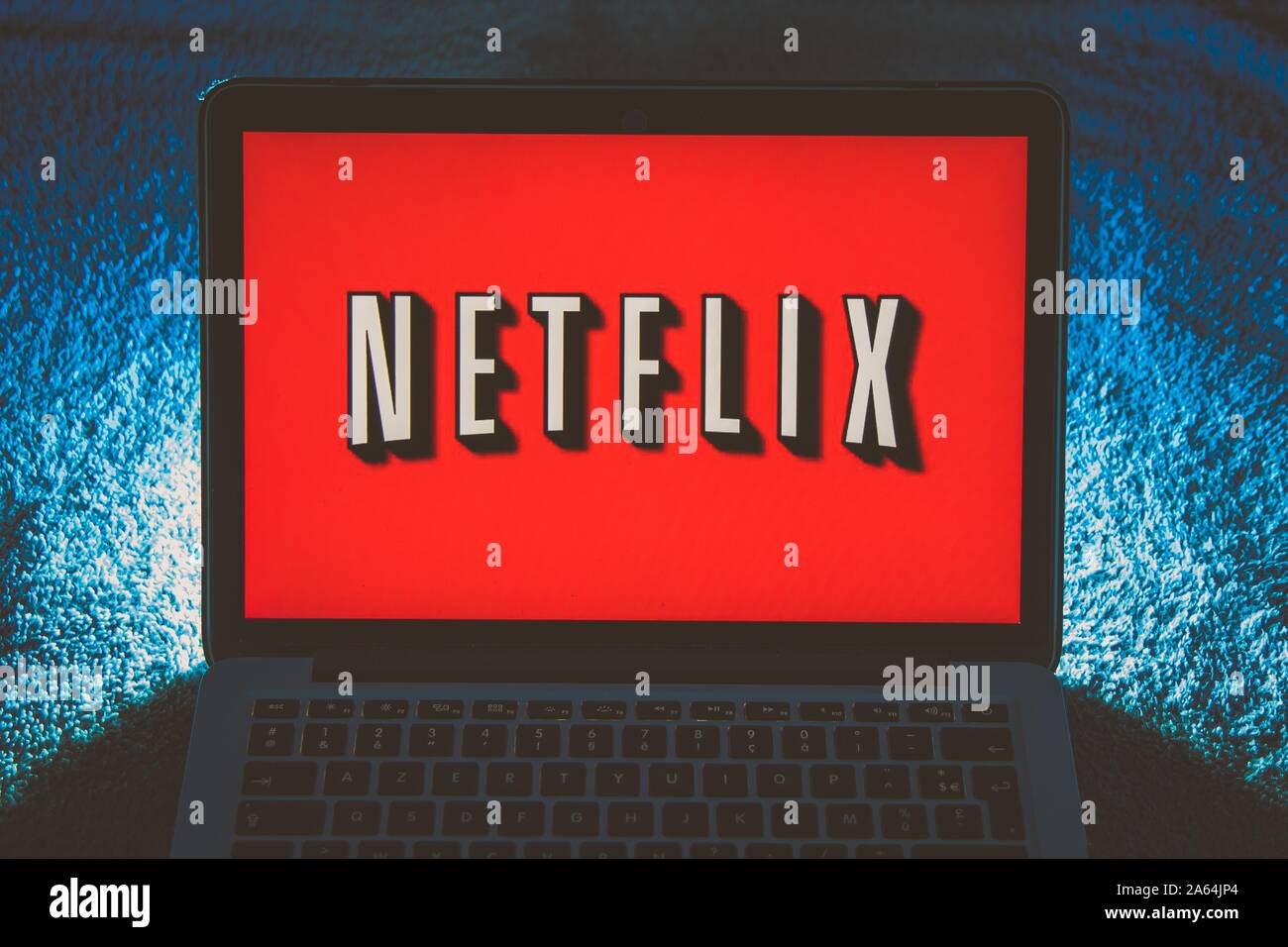 Digital composing, Netflix logo on a laptop screen, Belgium Stock Photo