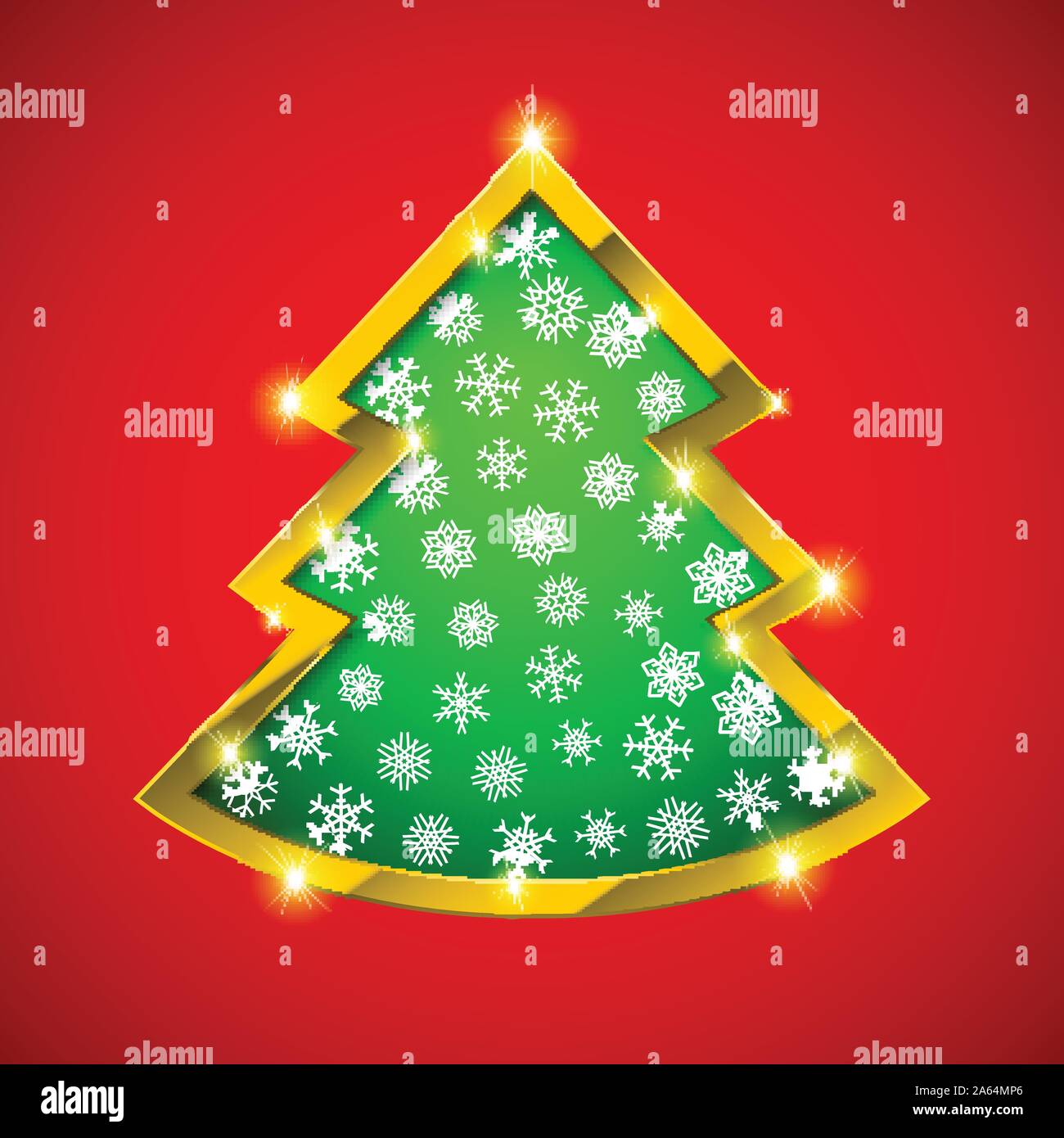 Christmas tree card with golden border Stock Vector Image & Art - Alamy