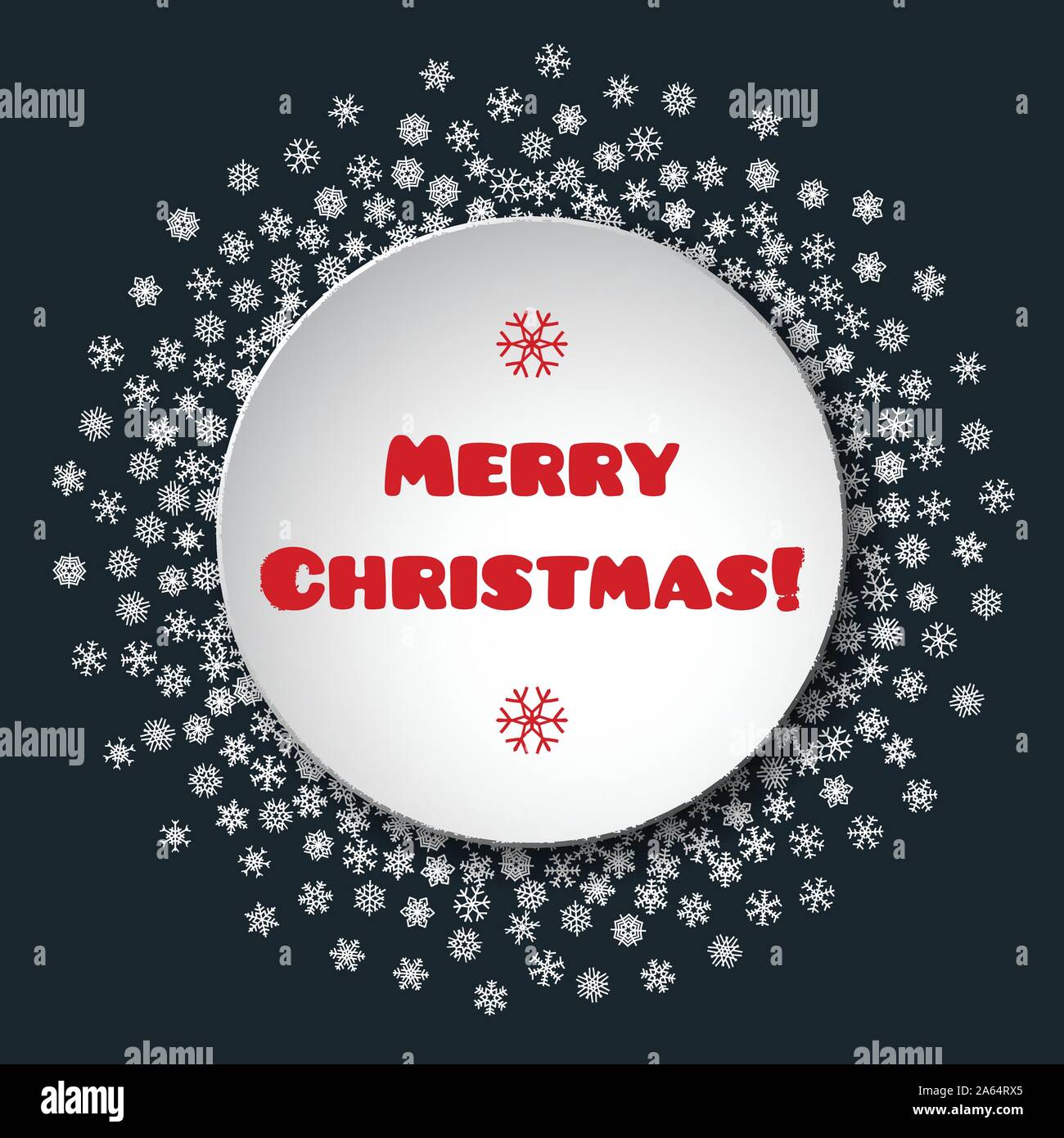Scattered snowflakes under the retro frame Stock Vector