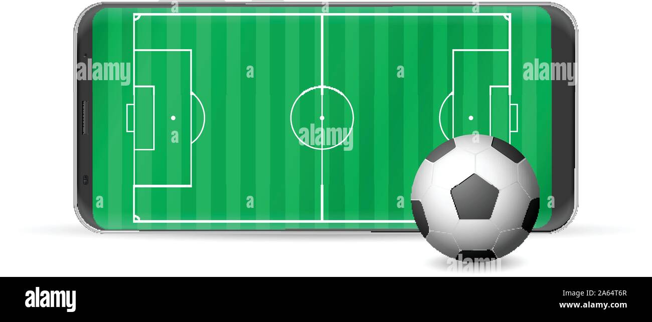 Smart phone soccer on a white background. Stock Vector