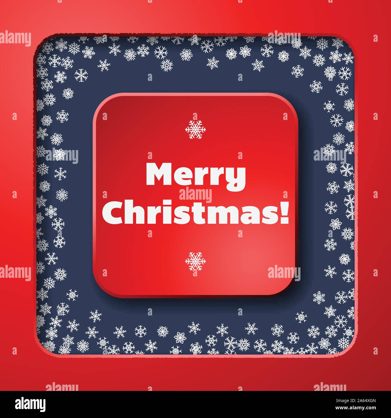 Scattered snowflakes under the retro frame Stock Vector