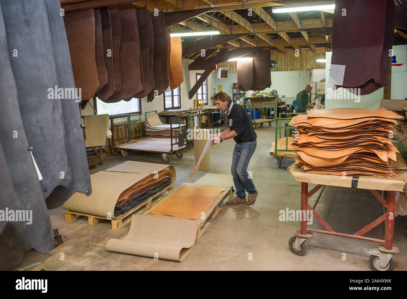 Bellac (central western France). Tannerie Gal, tannery specializing in