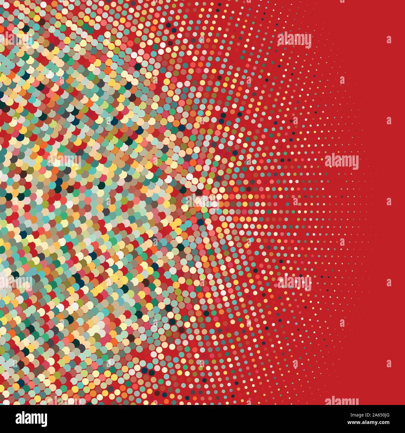 Flat colored ornament with retro halftone dots Stock Vector