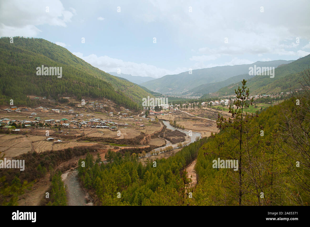 A beautiful landscape at Thimpu, Bhutan Stock Photo