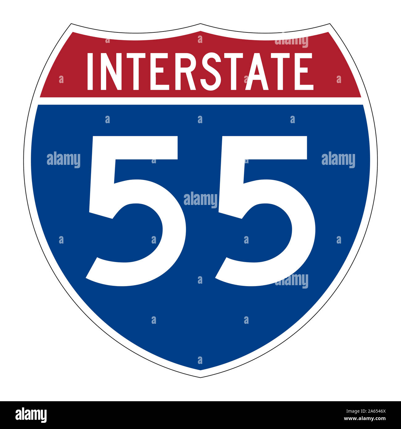 Interstate highway 55 road sign Stock Photo Alamy