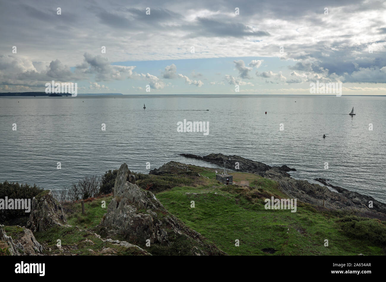 A view of Penlee Point from Queen Adelaides Grotto, built 1826, at the
