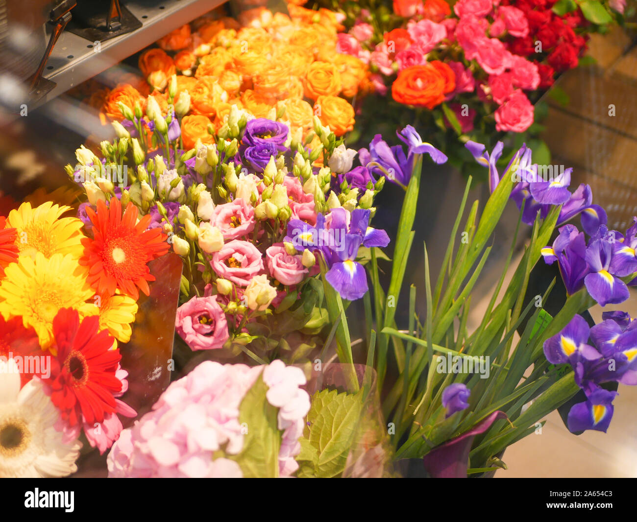 bouquets of flowers in a flower counter. flowers beloved woman Stock Photo Alamy