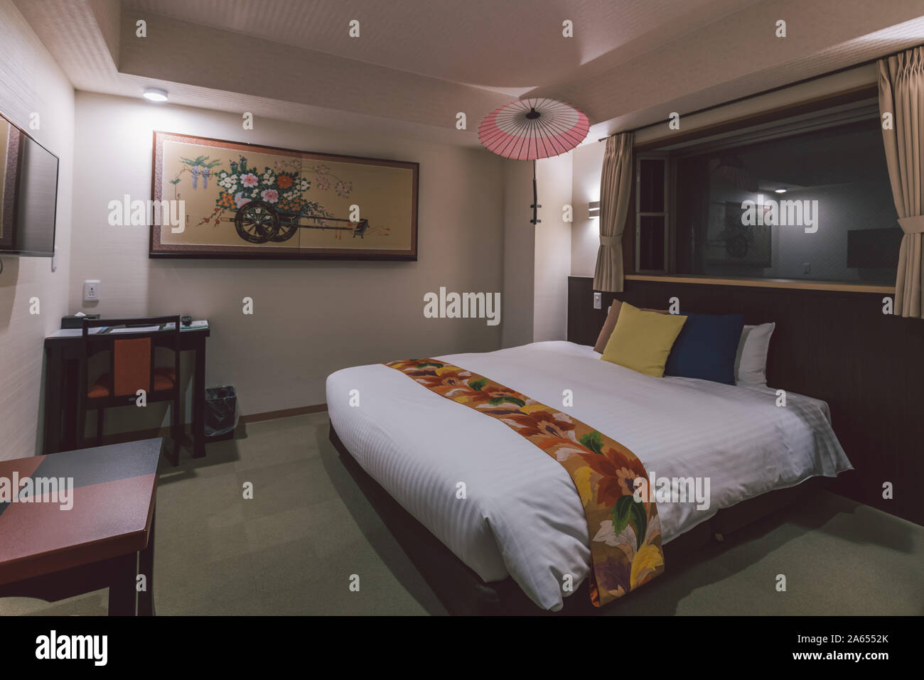 Japanese traditional bedroom, sample of Japanese hotel Stock Photo