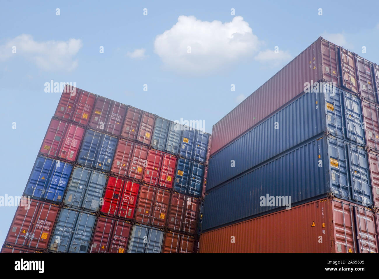 Container stacks in vessels waiting to be imported and exported Stock ...