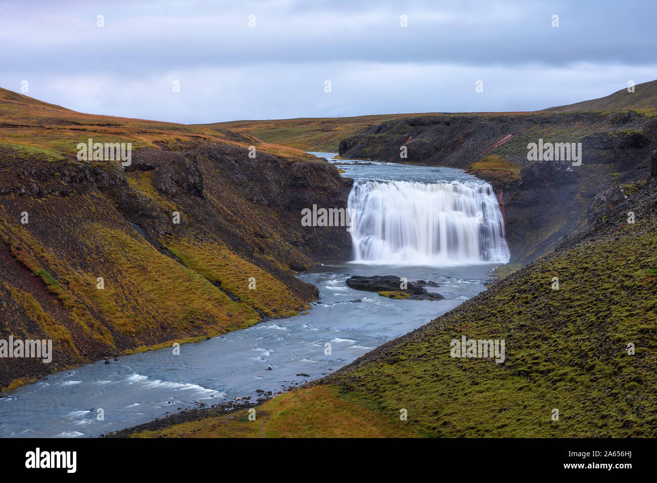 Thorufoss waterfall located on the Laxa i Kjos river near Reykjavik in Iceland Stock Photo