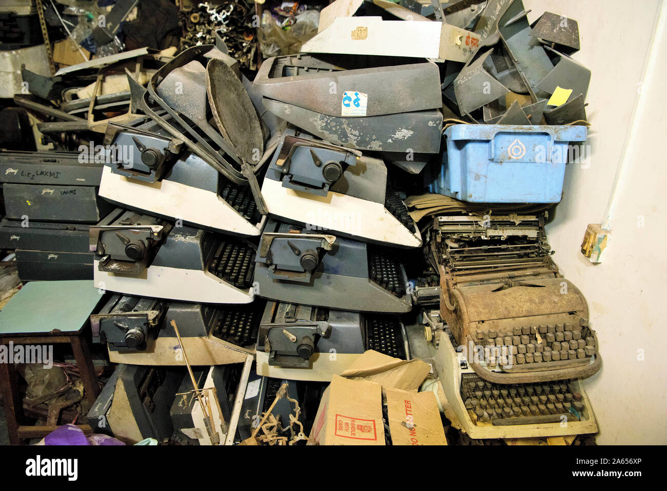 Old manual typewriters repairing Mumbai, Maharashtra, India, Asia Stock Photo