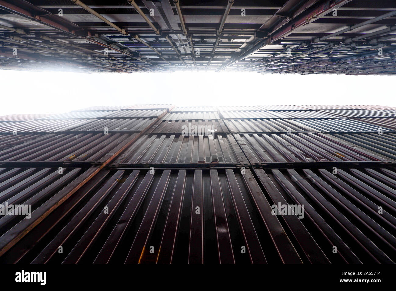 Front View Stack Containers Front view of container stack Shining end Stock Photo - Alamy