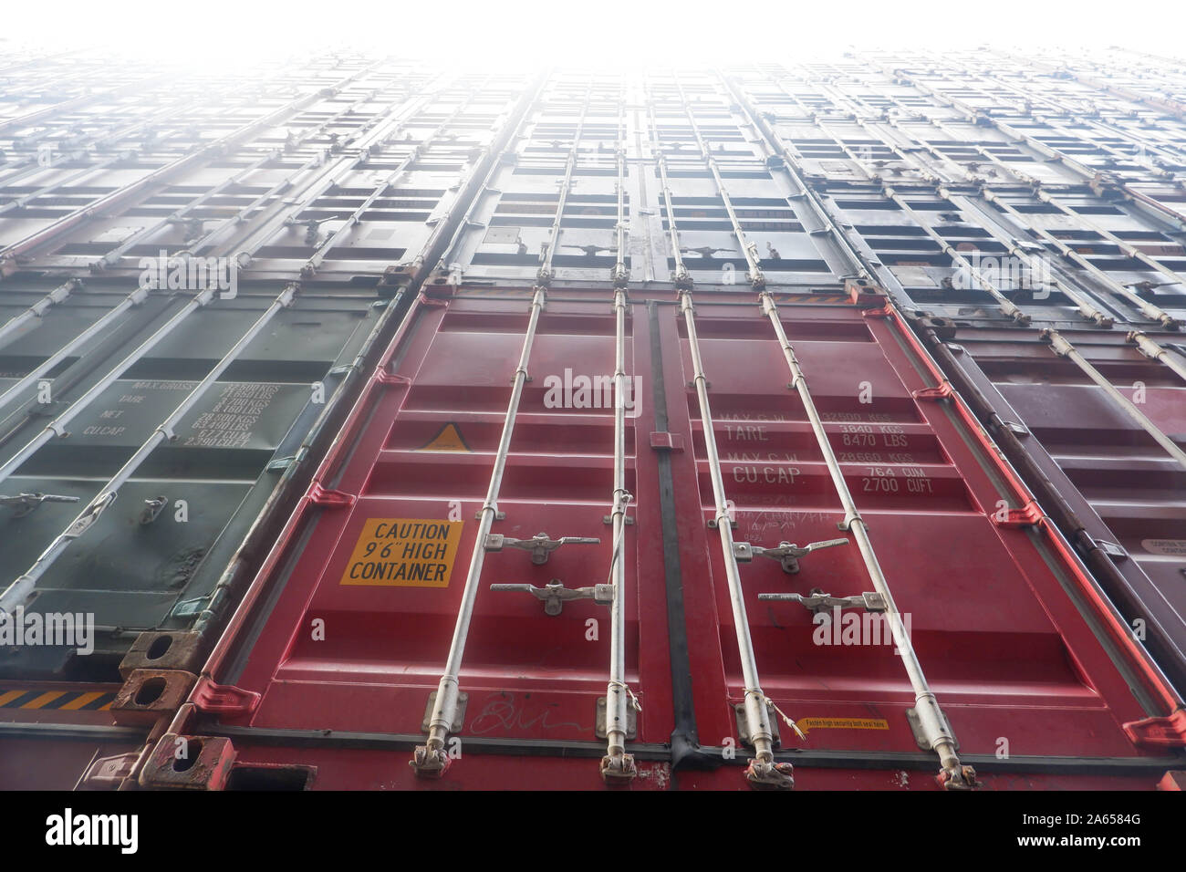 Front View Stack Containers Front view of container stack Shining end Stock Photo - Alamy