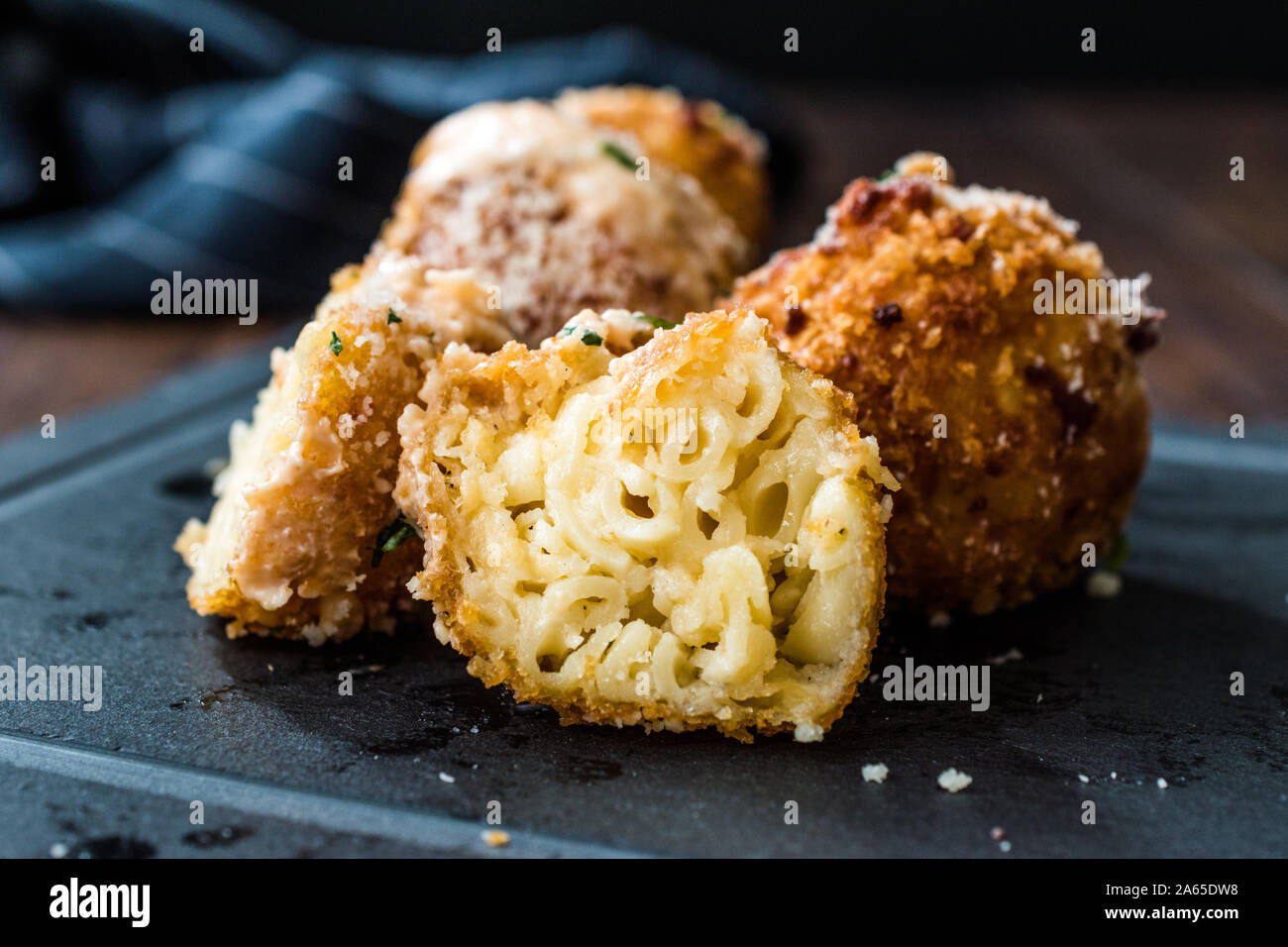 Half Cut Fried Mac and Cheese Balls with Parmesan Cheese / Macaroni