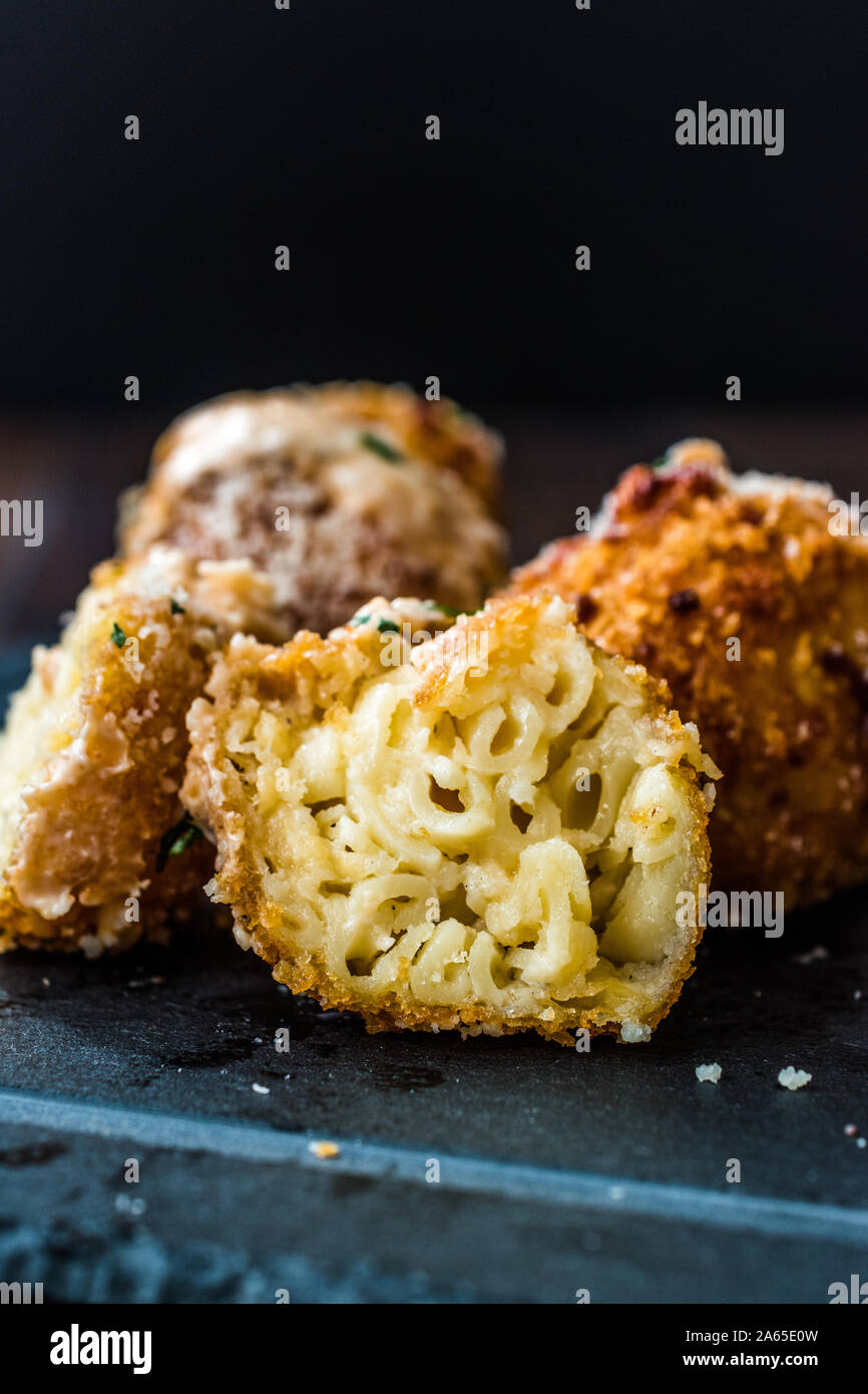 Half Cut Fried Mac and Cheese Balls with Parmesan Cheese / Macaroni