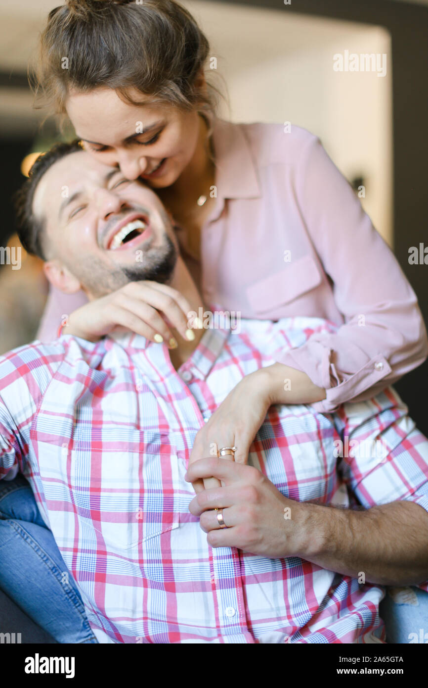 Beautiful woman kissing man hi-res stock photography and images - Alamy