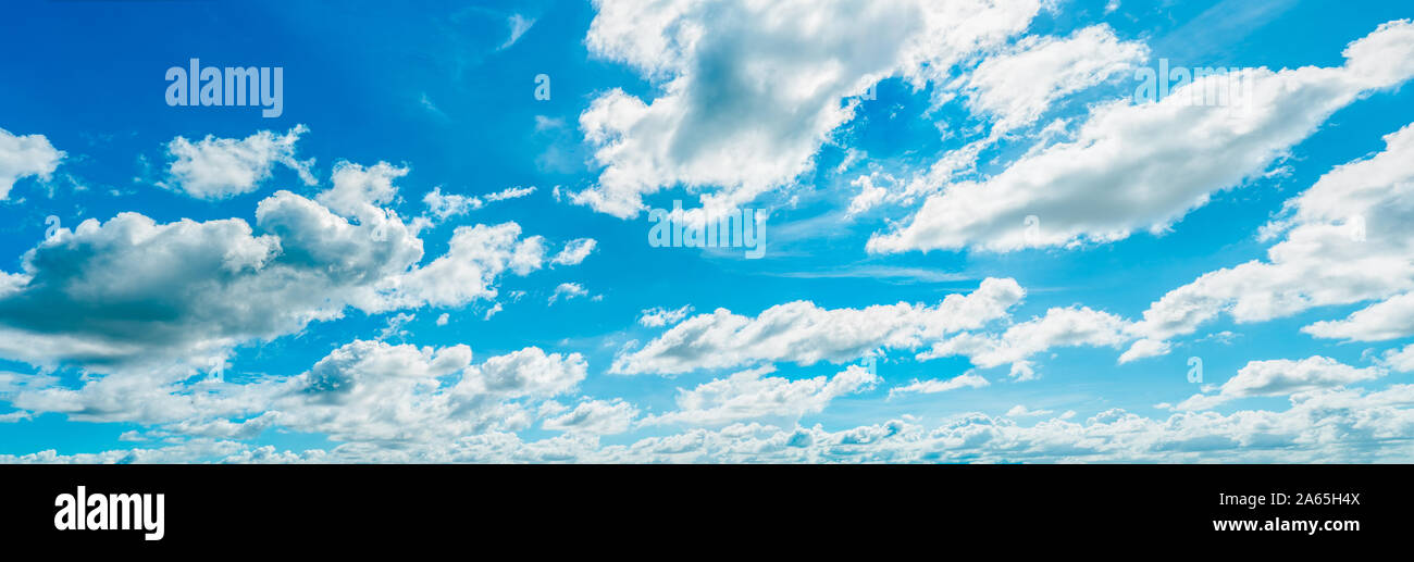 Beautiful blue sky and white cumulus clouds abstract background ...