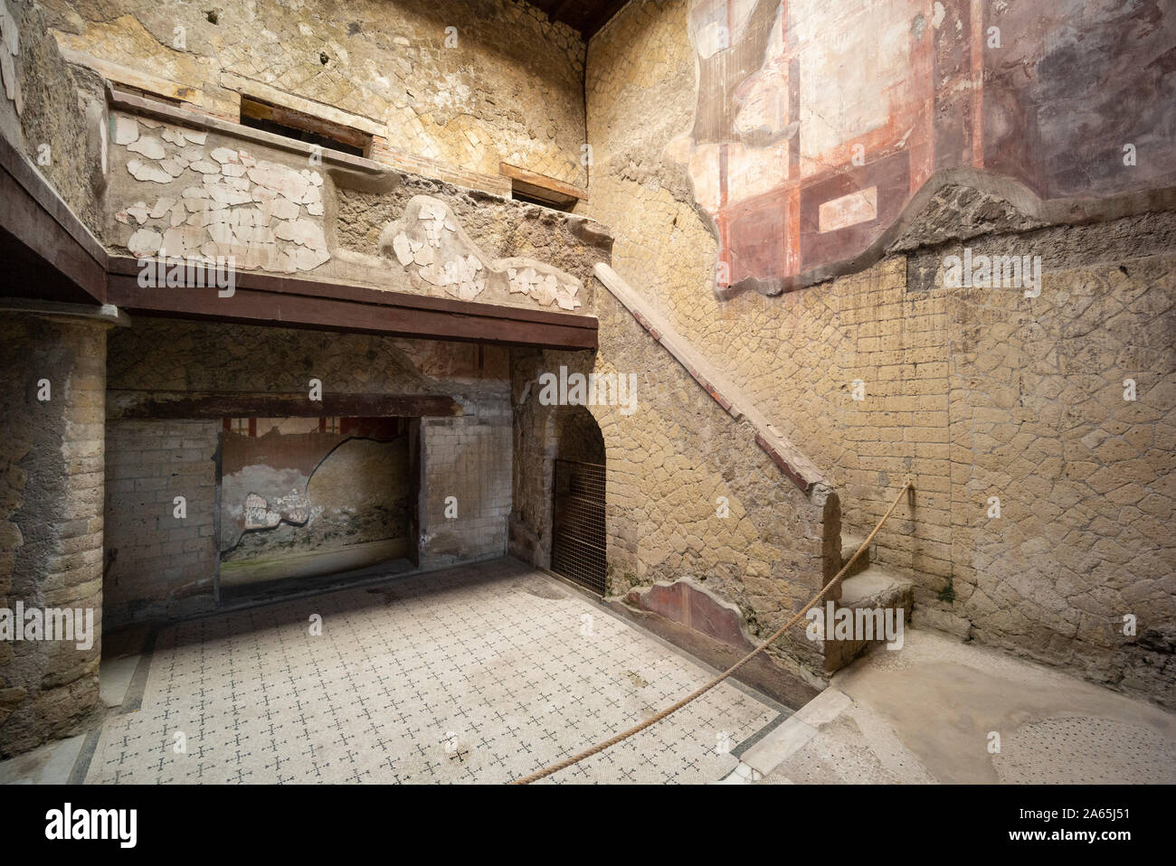 Ercolano. Italy. Archaeological site of Herculaneum. Casa del Bel Cortile (House of the Beautiful Courtyard)  House number 8 - Insula V - Casa del Bel Stock Photo