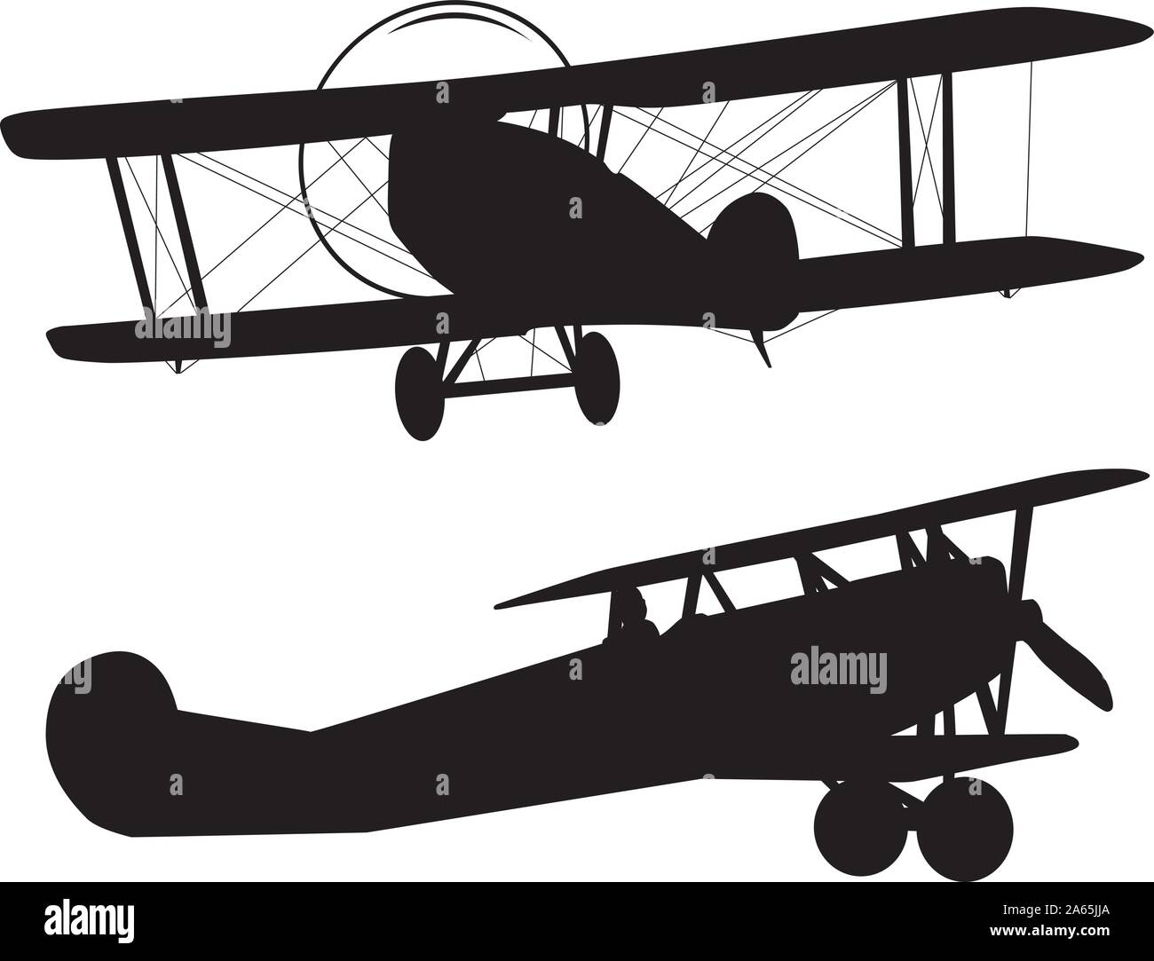 Vintage aircrafts silhouettes collection. Vector EPS 10 Stock Vector