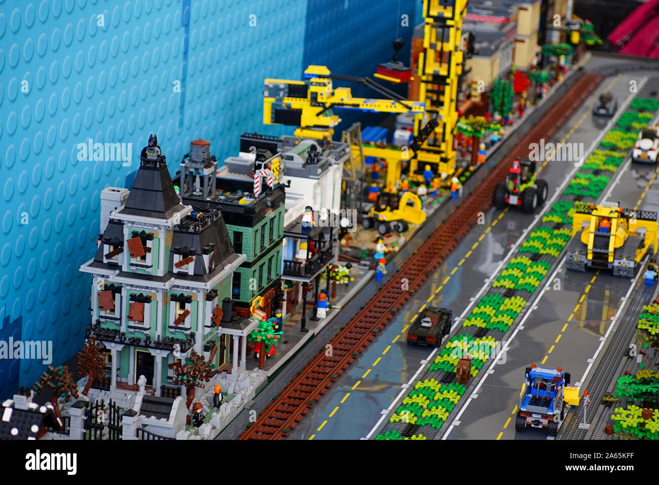 city scene from Lego building blocks at the Holon Children's museum. Holon,  Israel Stock Photo - Alamy