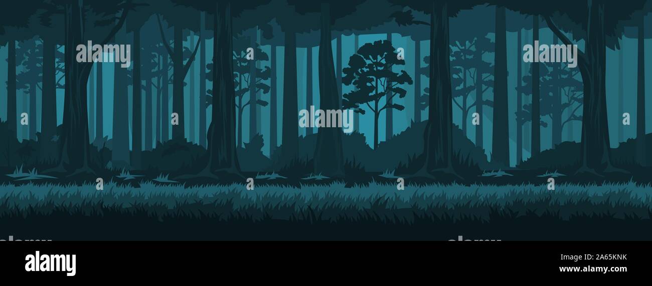 Summer night forest Stock Vector