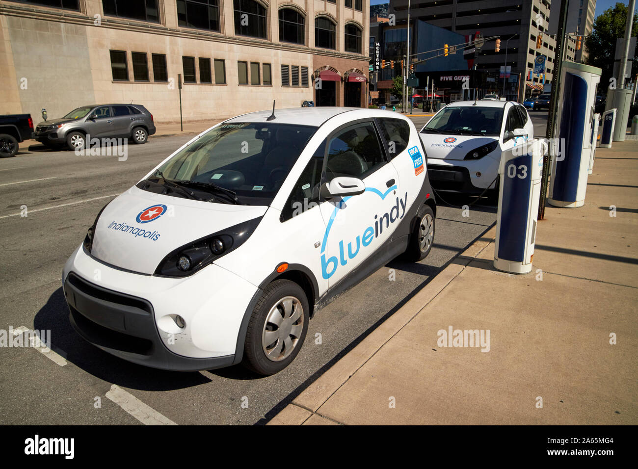blue indy electric car rental scheme downtown indianapolis indiana USA Stock Photo